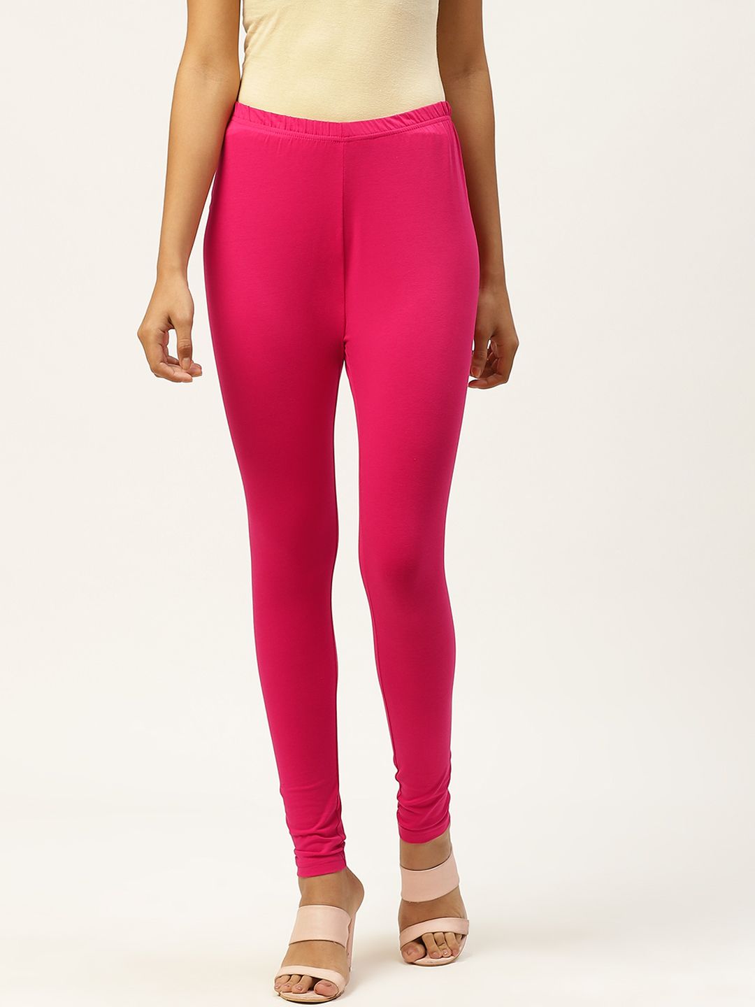 Monte Carlo Women Pink Solid Knitted Pure Cotton Churidar Leggings Price in India