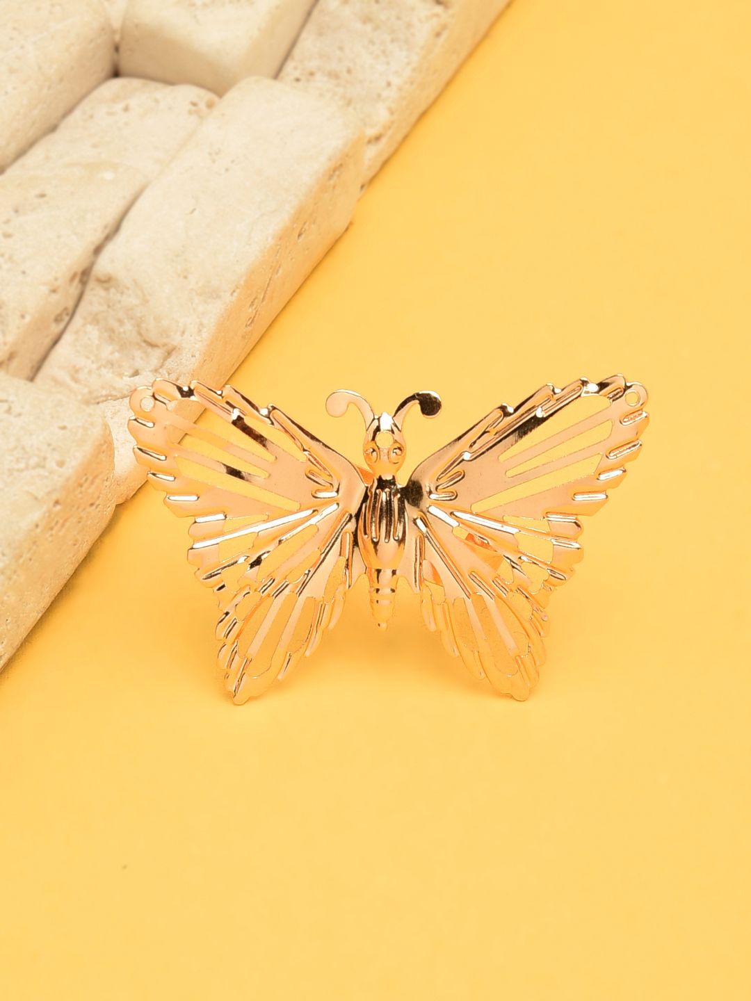 Zaveri Pearls Gold-Plated Butterfly Design Adjustable Finger Ring Price in India