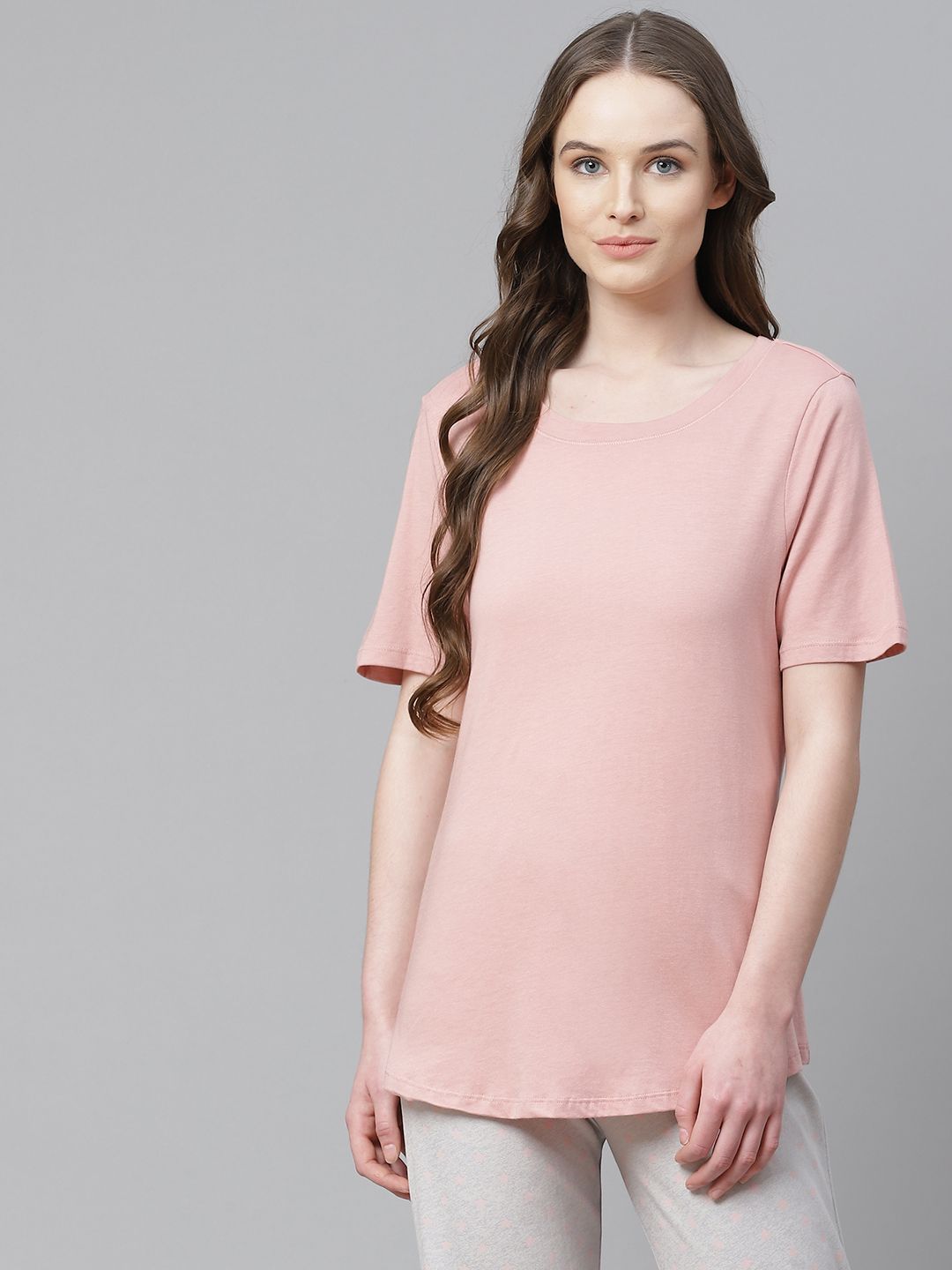 Marks & Spencer Women Dusty Pink Solid Lounge T-Shirt Price in India