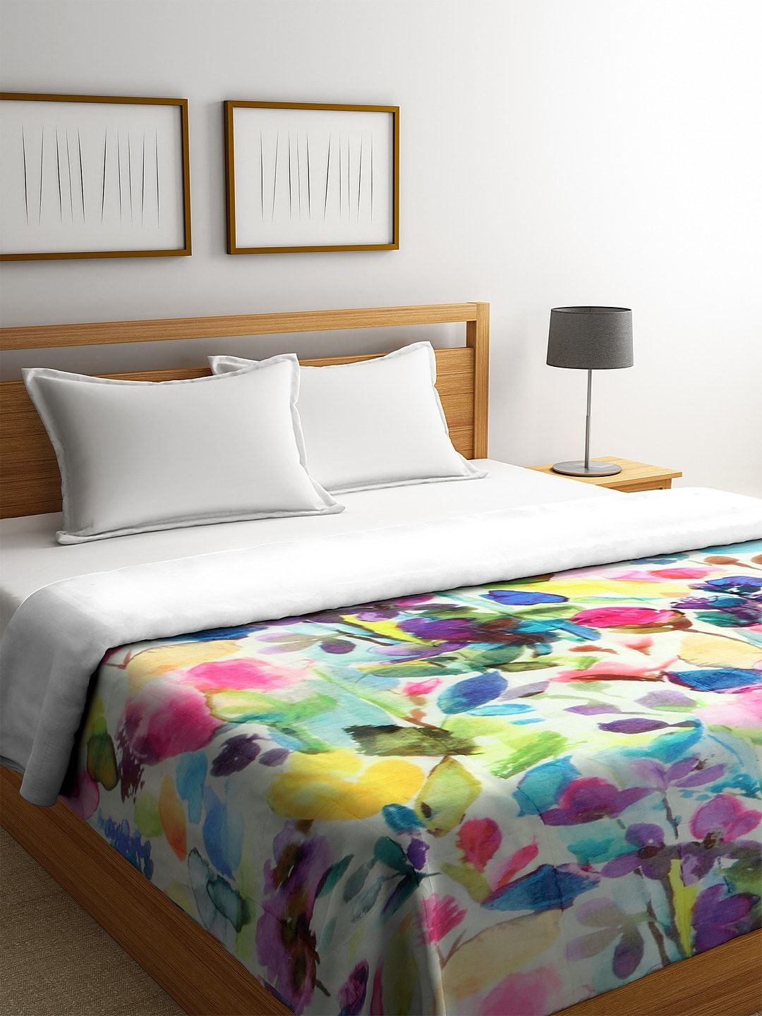 REME Multicoloured Floral AC Room 150 GSM Double Bed Quilt Price in India