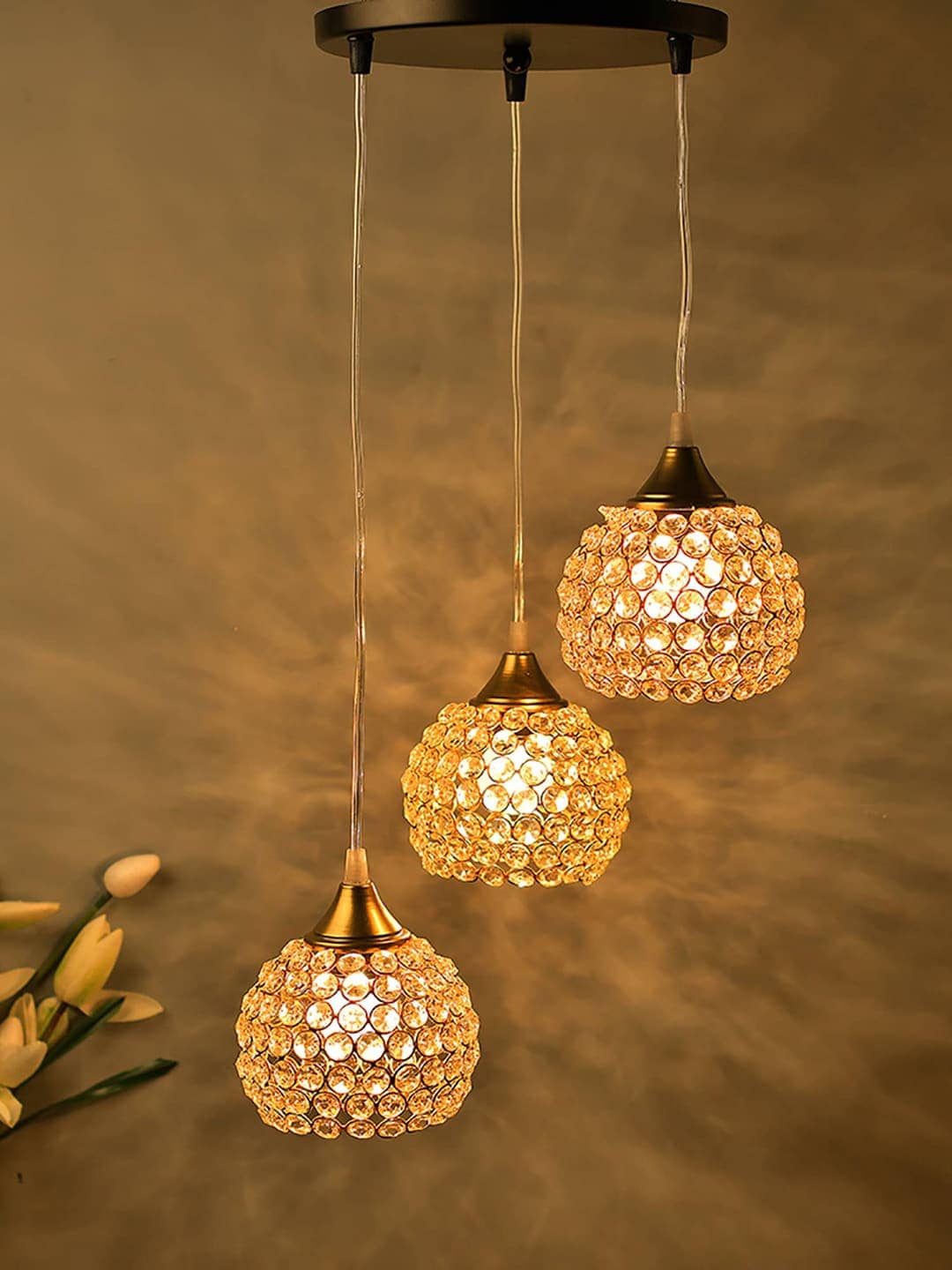 Homesake Gold-Toned & White Textured Contemporary Cluster Lights Price in India
