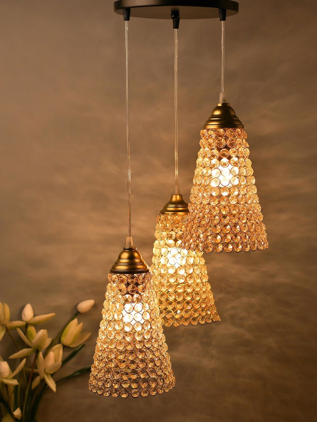 Homesake Gold-Toned Textured Contemporary Cluster Light Price in India