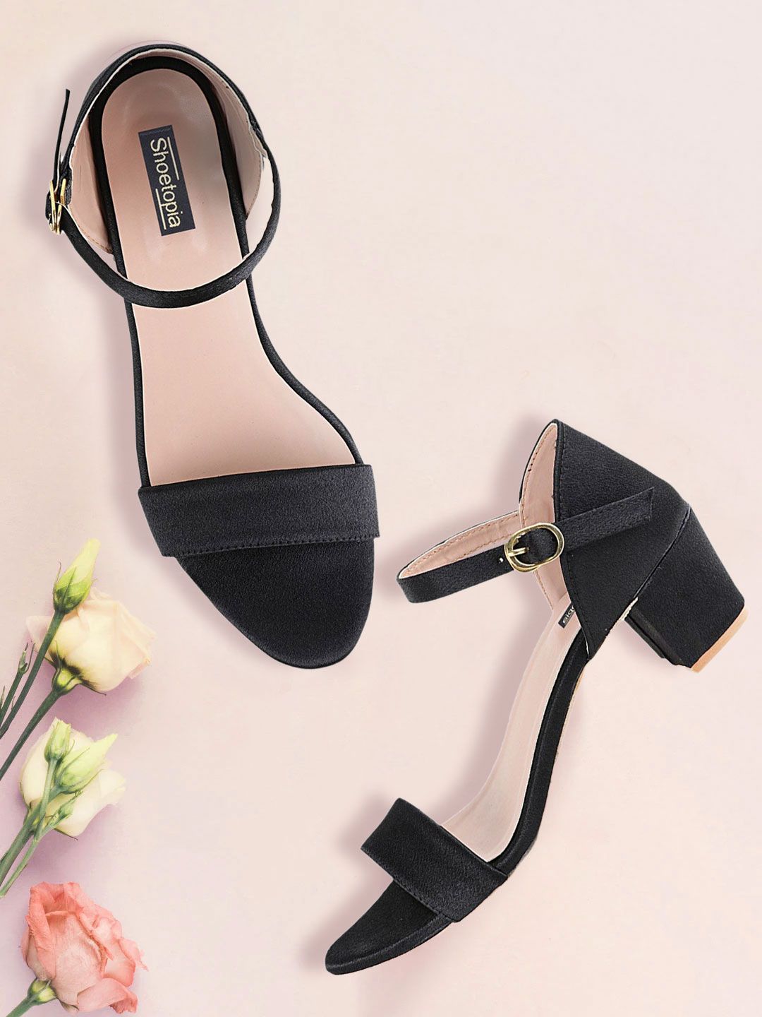 Shoetopia Women Black Solid Sandals Price in India