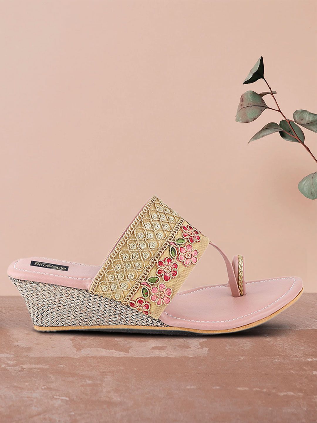 Shoetopia Women Pink Woven Design Mules Price in India