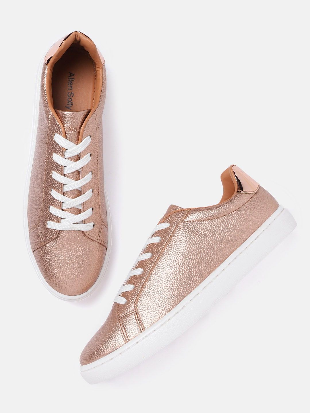 Allen Solly Women Rose Gold-Toned Solid Sneakers Price in India