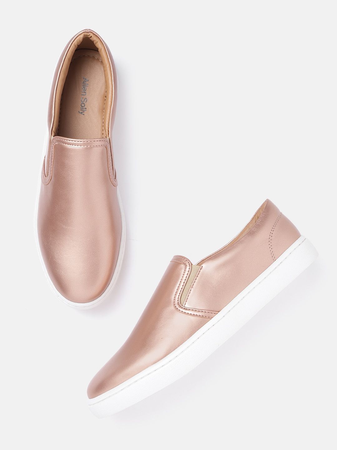 Allen Solly Women Rose Gold-Toned Slip-On Sneakers Price in India