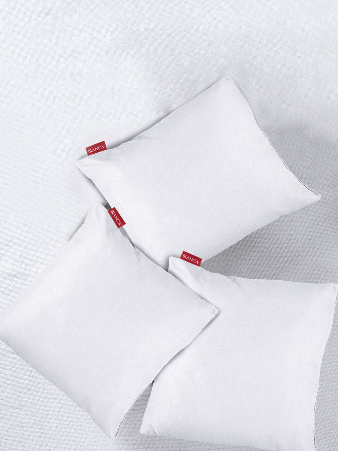 BIANCA Set Of 3 White Solid Micro Fiber Filling & Anti-Bacteria Treated Cushion Inserts Price in India