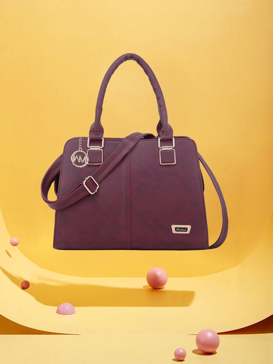 WOMEN MARKS Maroon Textured Handheld Bag Price in India