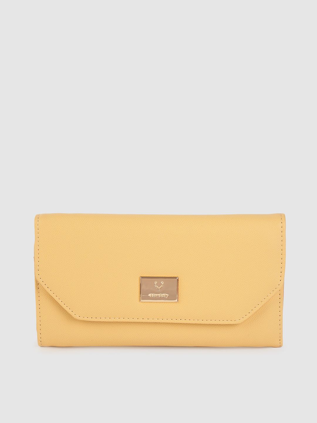 Allen Solly Women Yellow Solid Three Fold Wallet Price in India