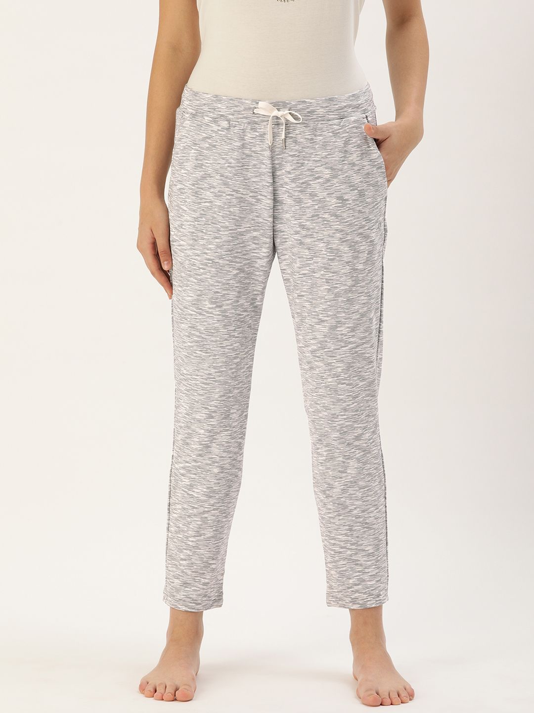 Enamor Women Ivory Space Relaxed Fit Rapid Dry & Antimicrobial Lounge Pants Price in India