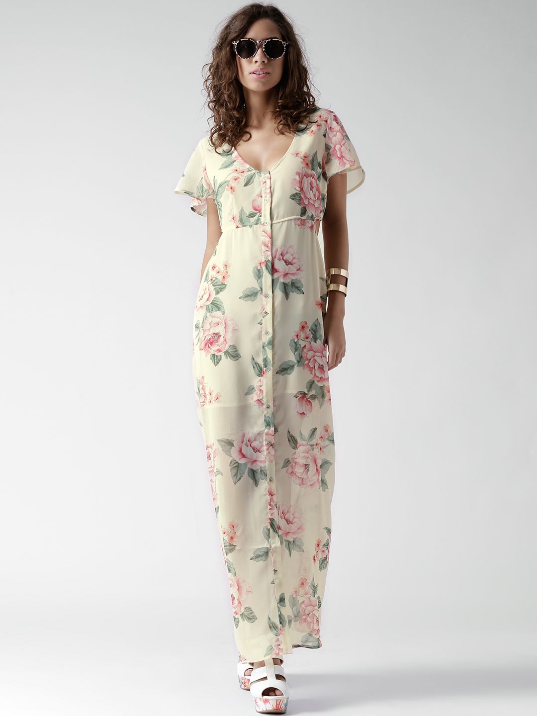 knee length dresses for ladies Satin Lace-Panel Maxi Dress Yellow / XL