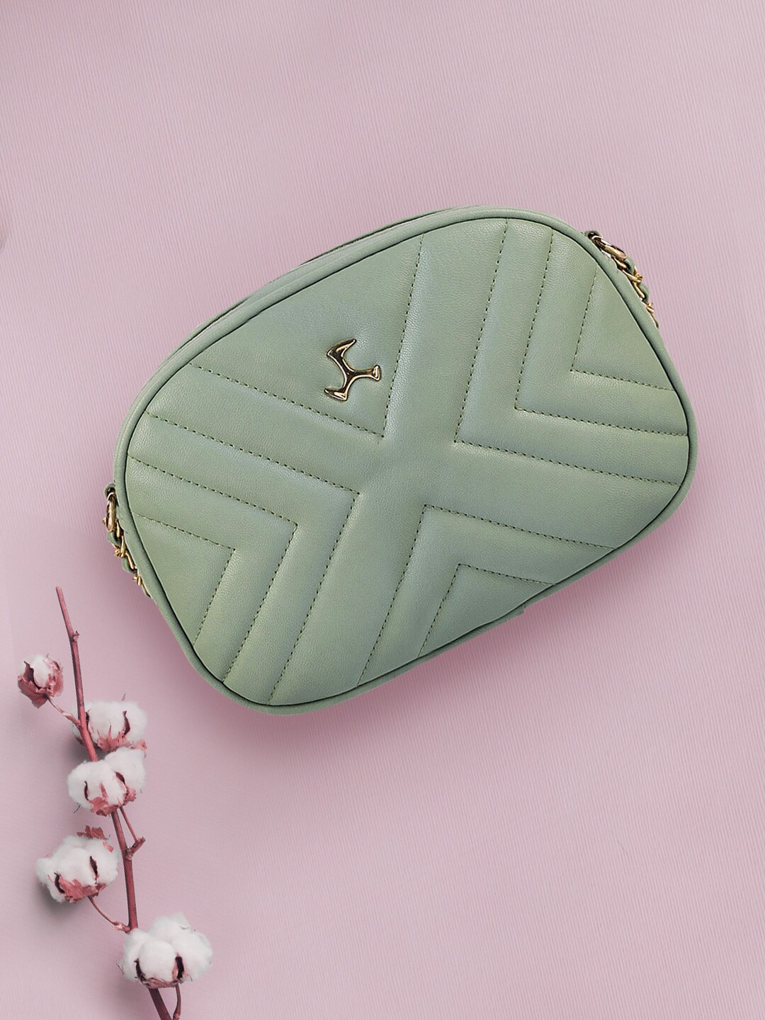 Mochi Green Textured Sling Bag Price in India