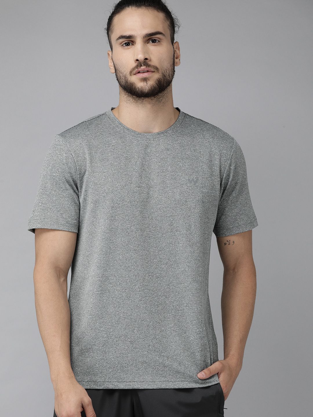 Wildcraft Men Grey Self Design Round Neck T-shirt