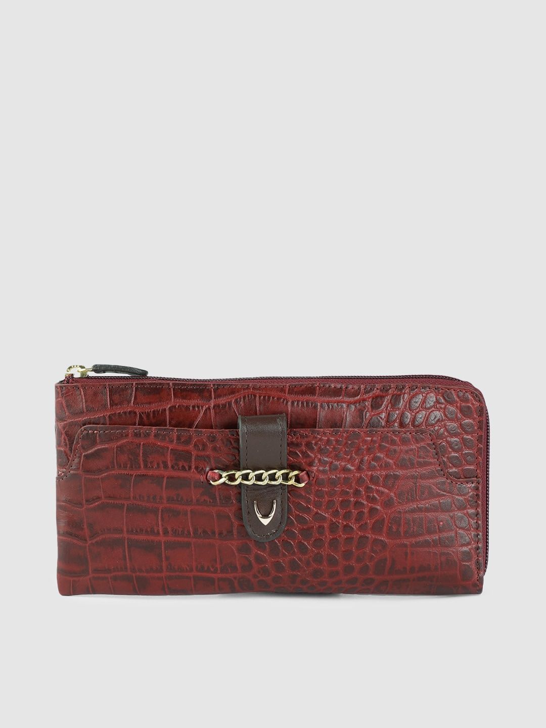 Hidesign Women Red Textured ATRIA W2 Leather Zip Around Wallet Price in India
