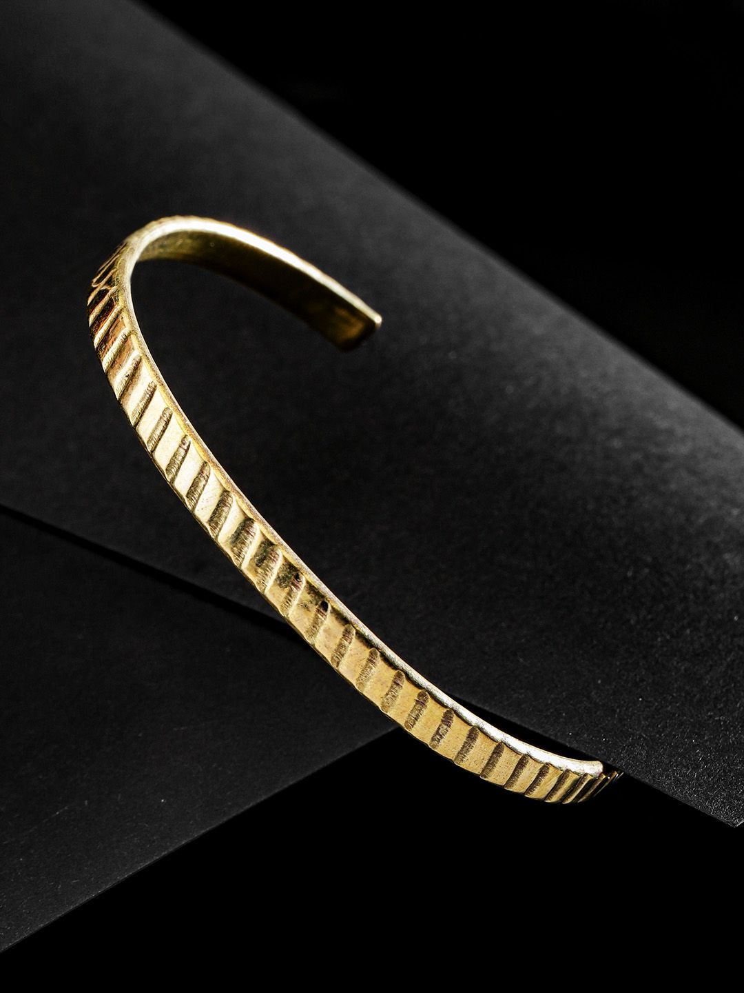 DIVA WALK EXCLUSIVE Antique Gold-Plated Handcrafted Textured Cuff Bracelet Price in India