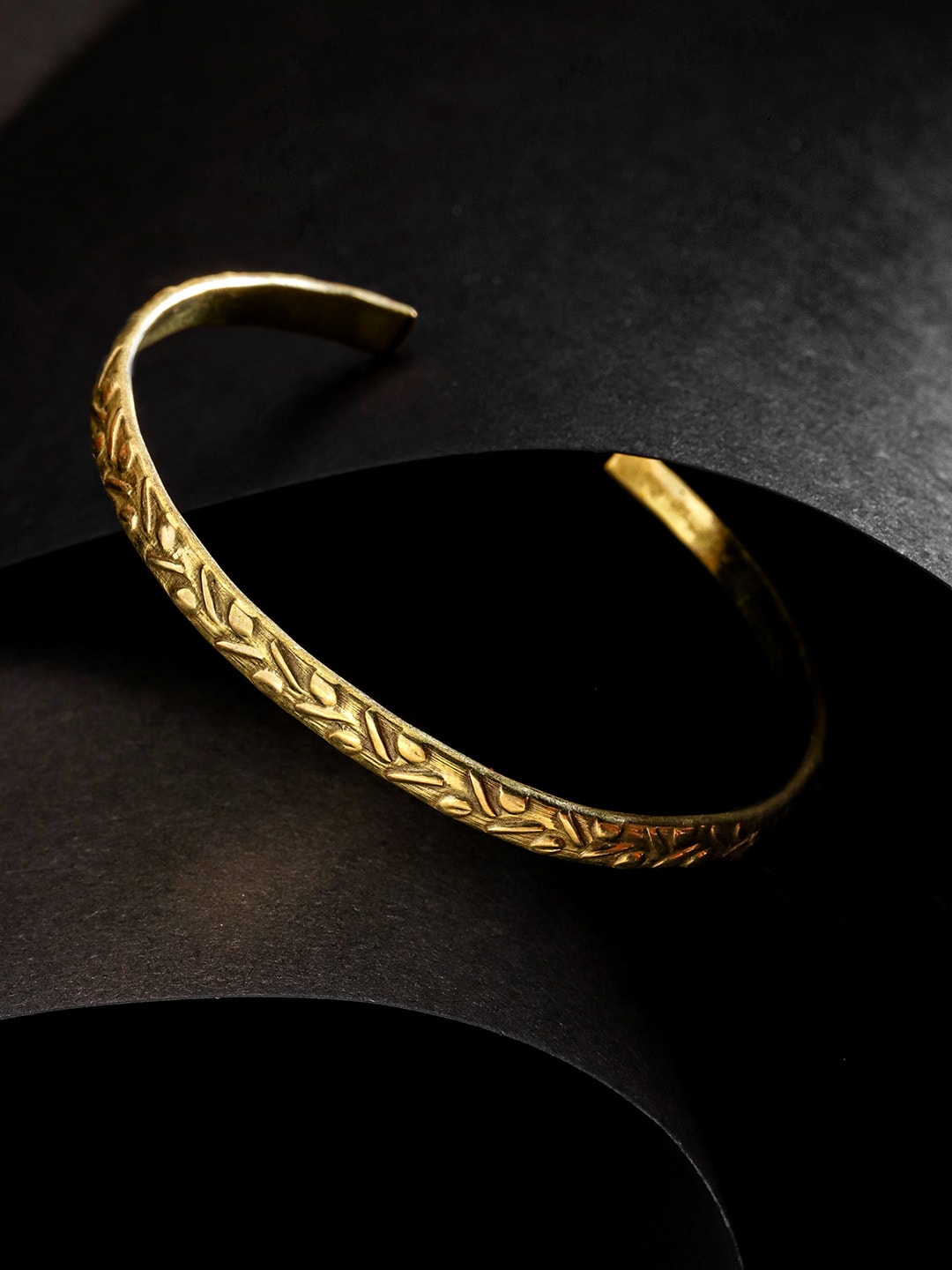 DIVA WALK EXCLUSIVE Gold-Plated Handcrafted Textured Cuff Bracelet Price in India