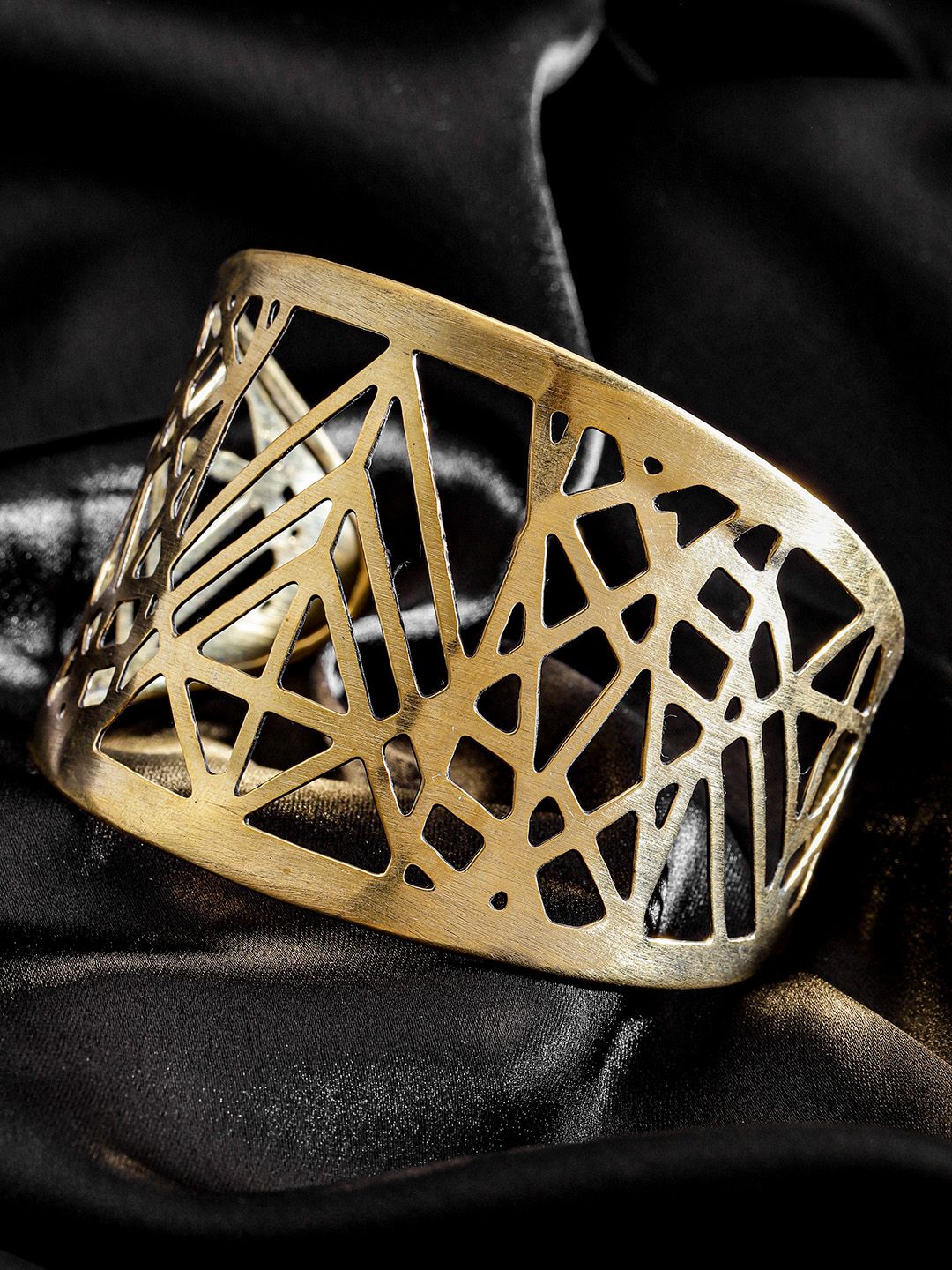 DIVA WALK EXCLUSIVE Gold-Plated Handcrafted Cut-Outs Cuff Bracelet Price in India