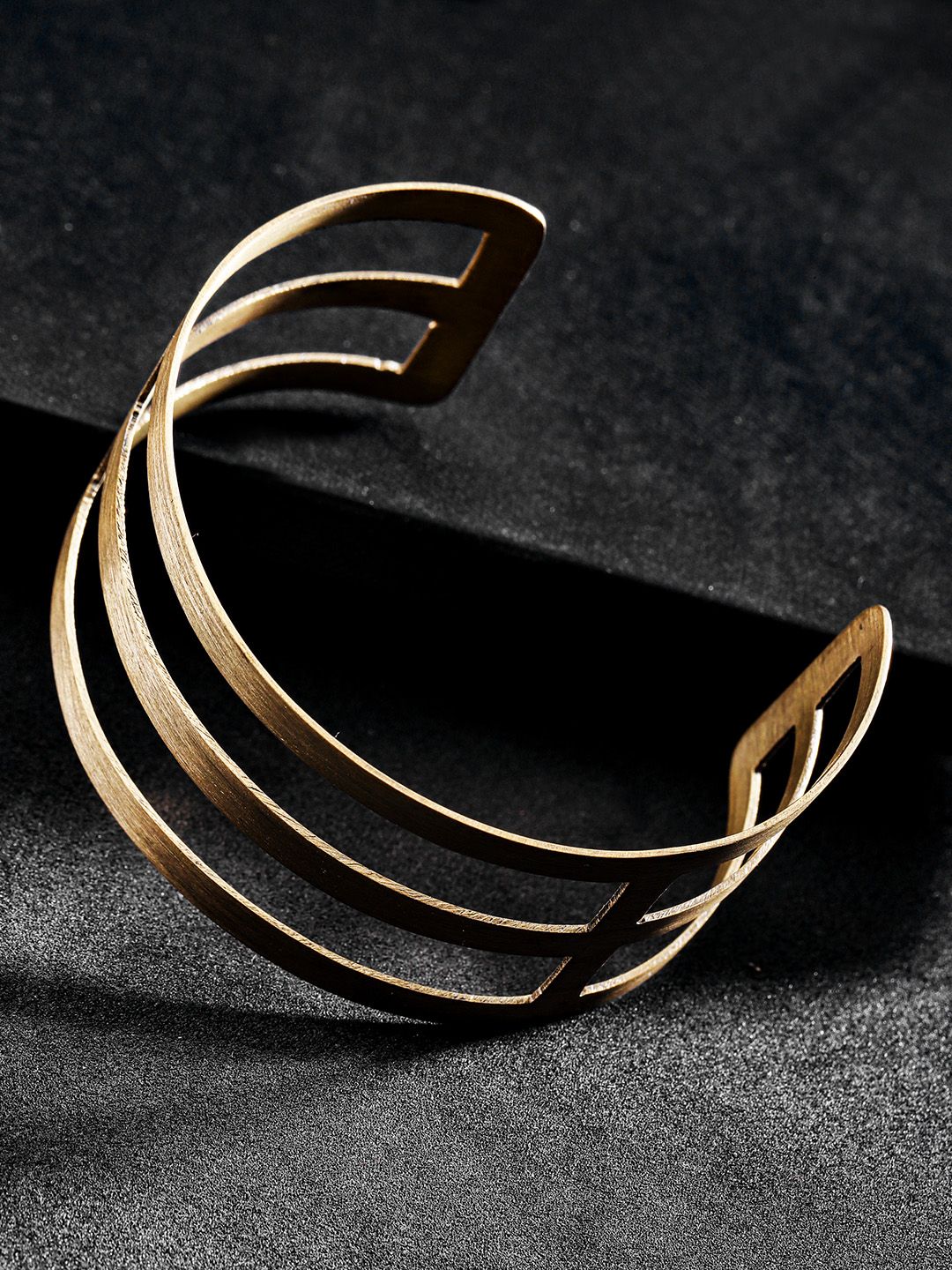 DIVA WALK EXCLUSIVE Gold-Plated Handcrafted Striped Cuff Bracelet Price in India