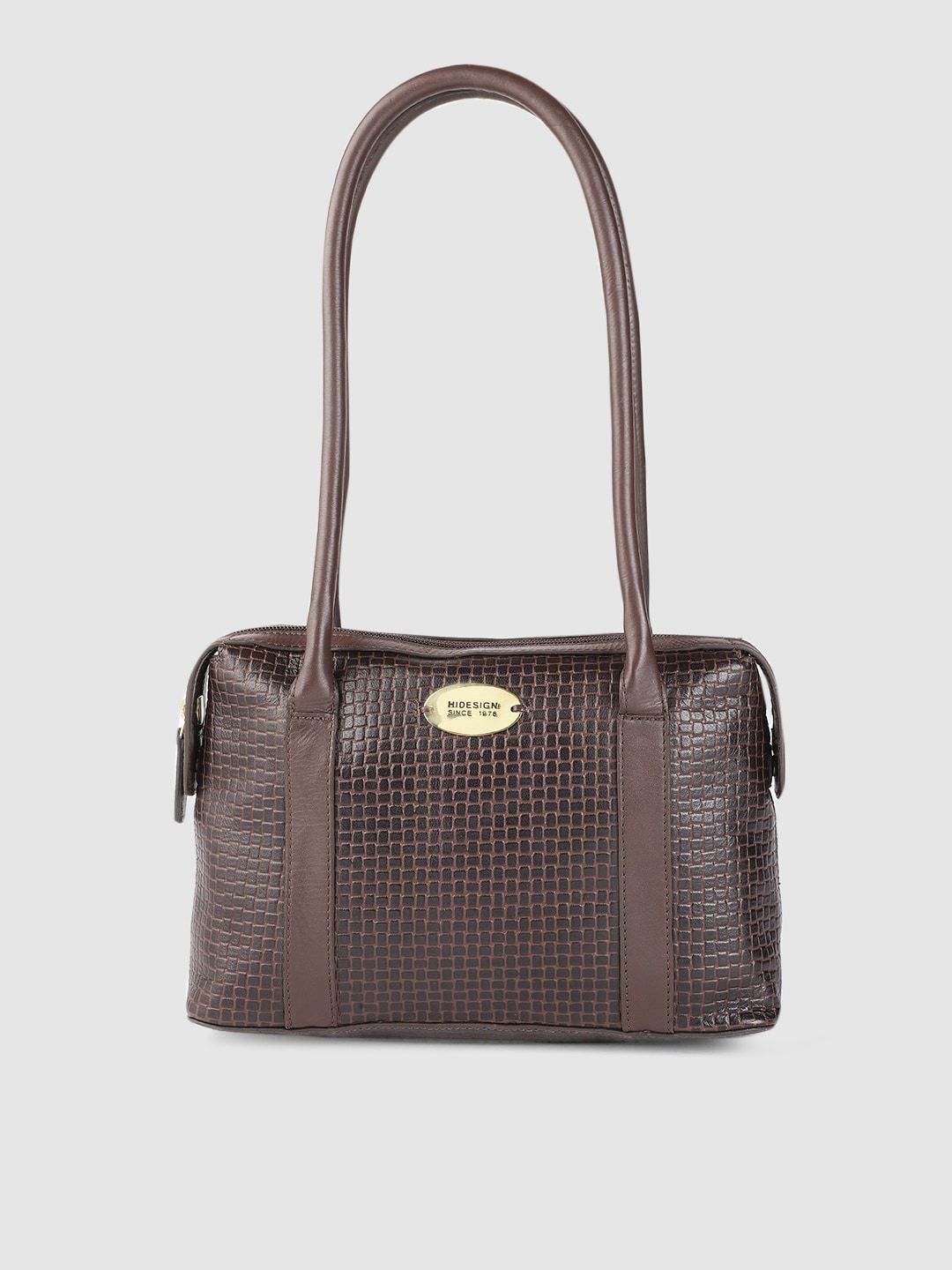 Hidesign Brown Textured Leather Shoulder Bag Price in India