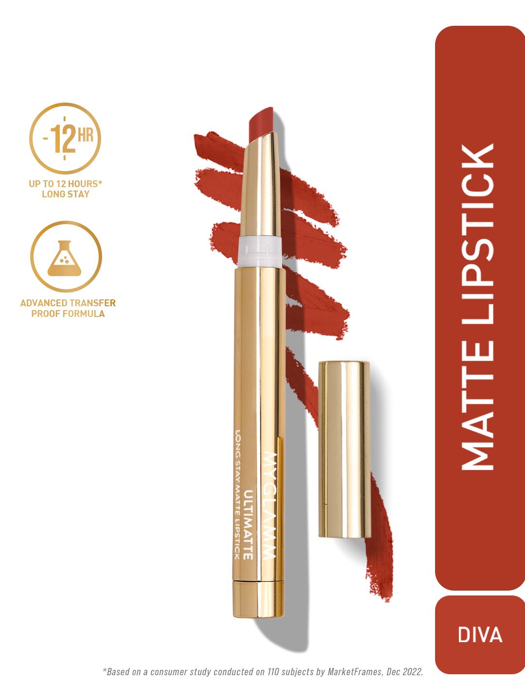 MyGlamm Ultimatte Long Stay Matte Lipstick-Diva-1.3g
