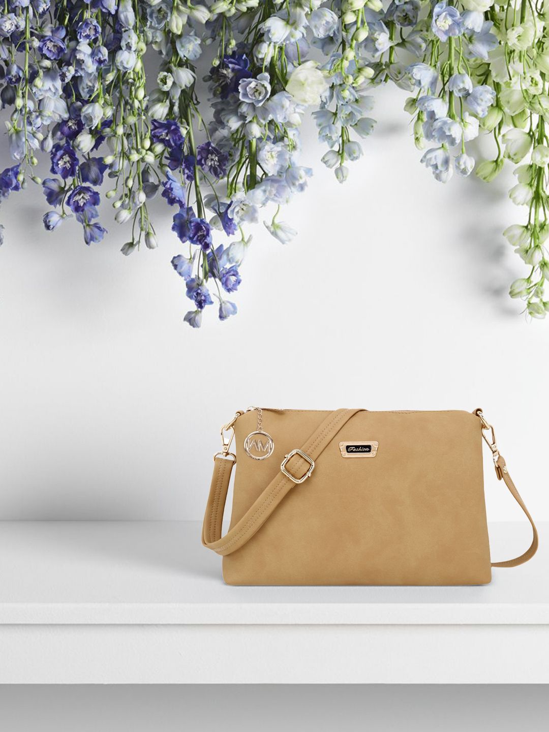WOMEN MARKS Beige Solid Sling Bag Price in India