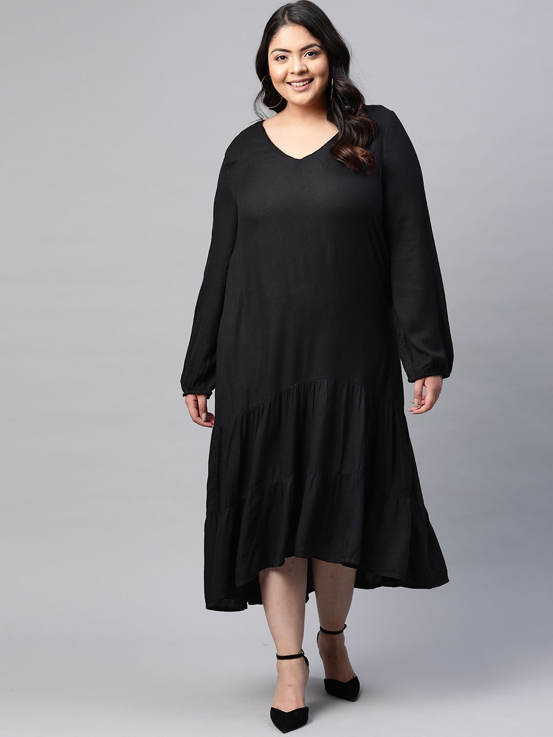 DOROTHY PERKINS Plus Size Women Black Solid A-Line Dress