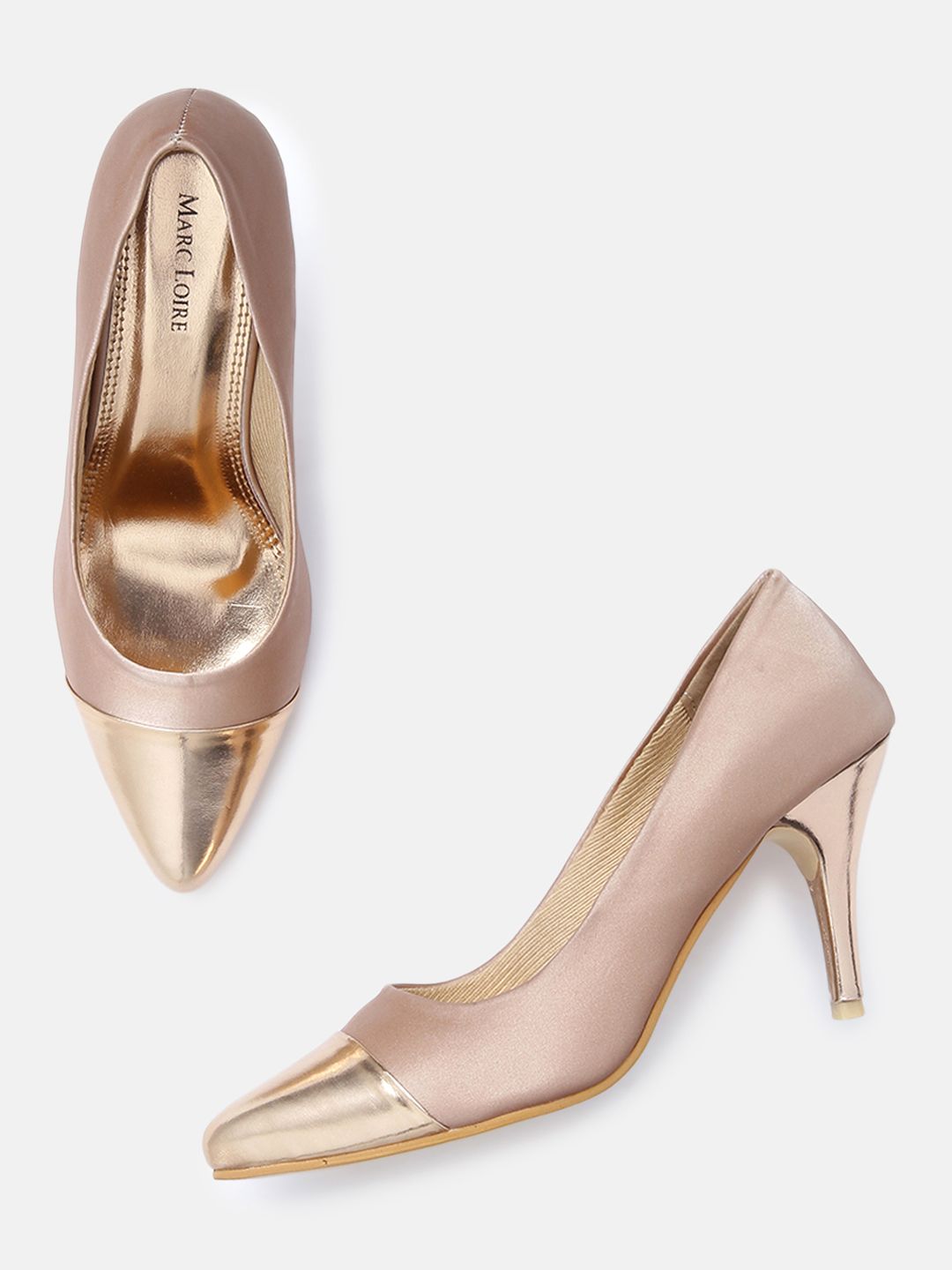 Marc Loire Women Rose Gold Colourblocked Pumps Price in India