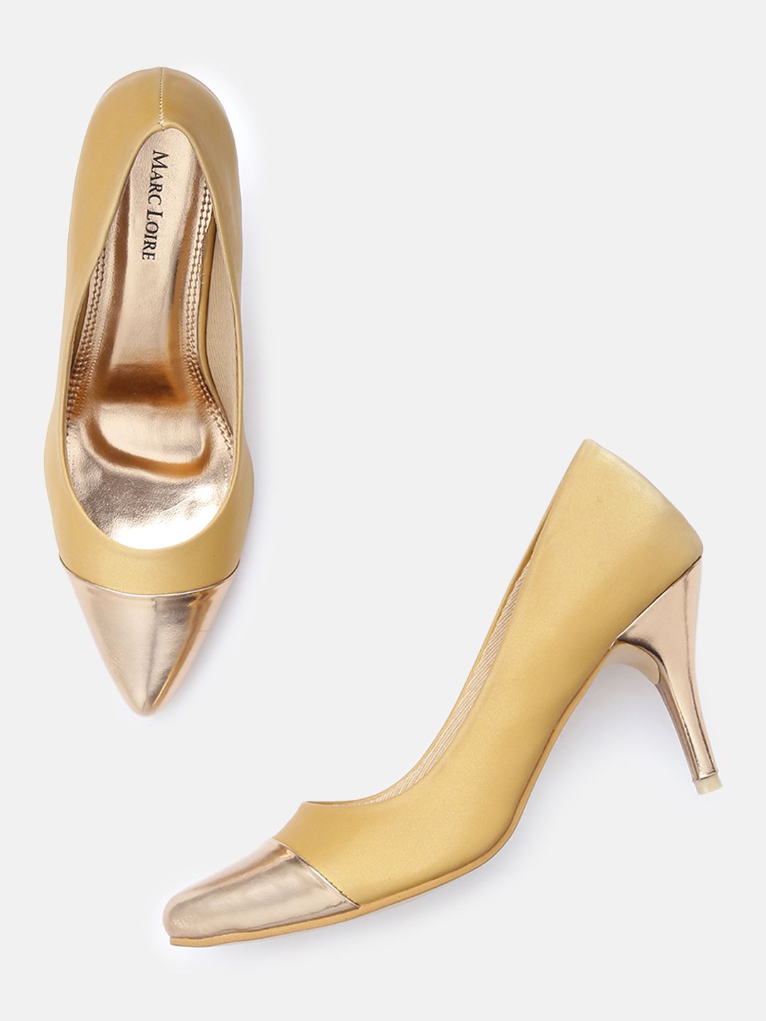 Marc Loire Women Mustard Yellow Solid Pumps Price in India