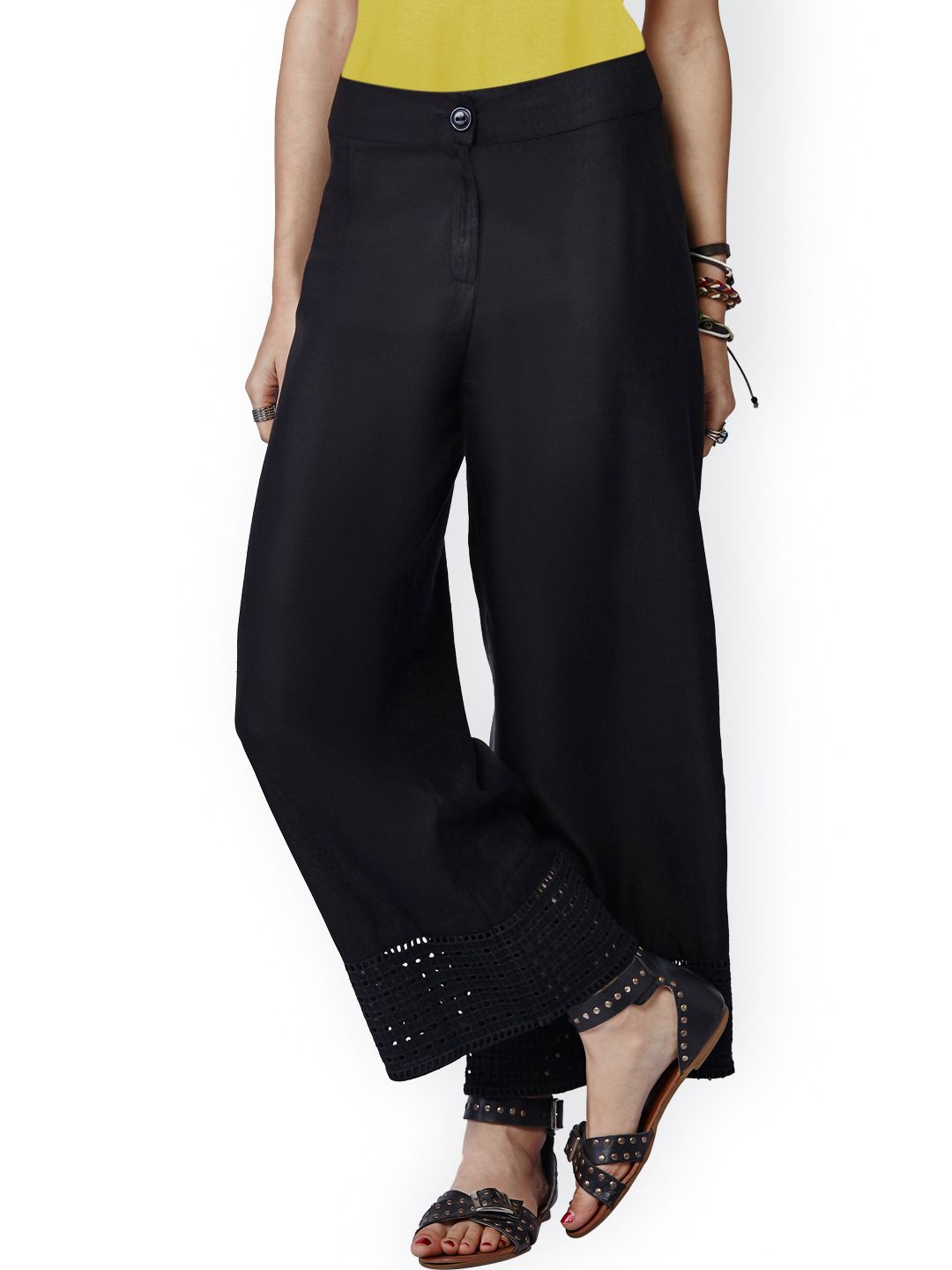 Global Desi Black Comfort Fit Trousers