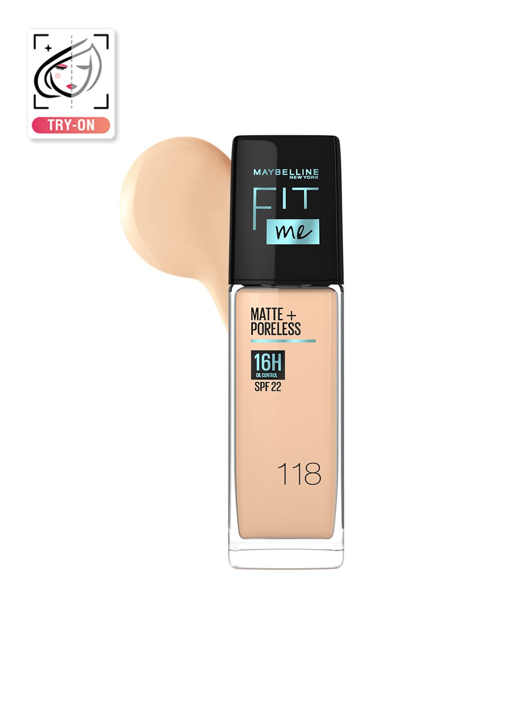 Maybelline Fit Me Tube Matte + Poreless with SPF Foundation - Light Beige 118,  30 ml