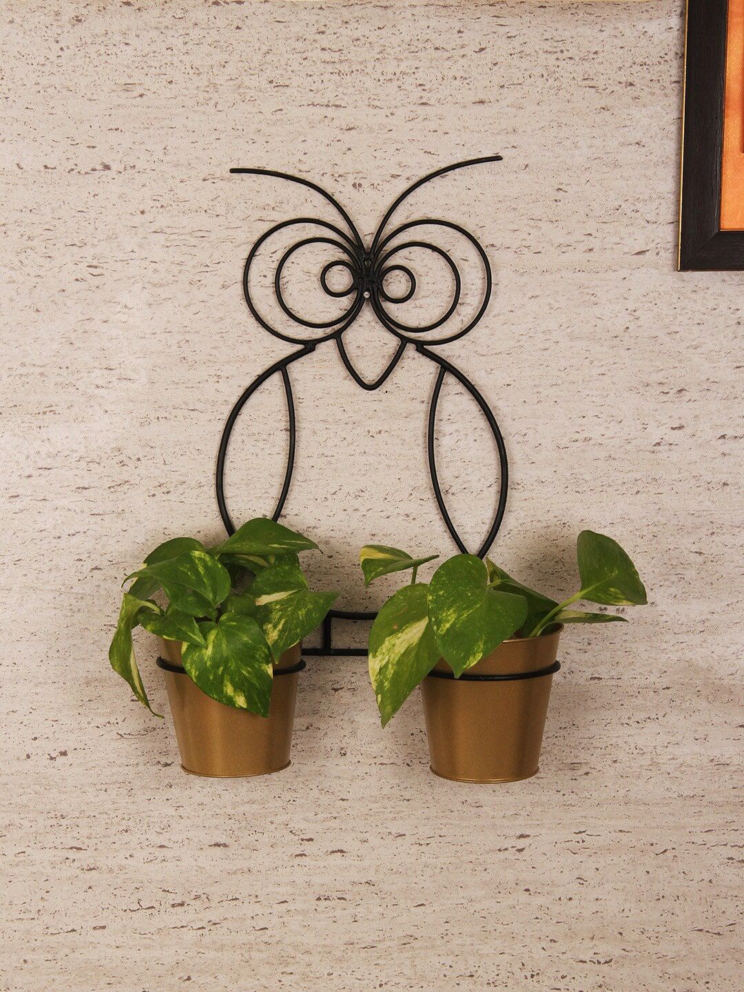 TIED RIBBONS Set Of 2 Copper-Toned Planters with Owl Stand Price in India