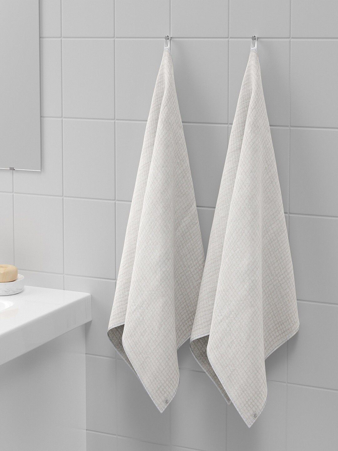 Himeya Set Of 2 White Self-Design 500 GSM Sustainable Bath Towels Price in India