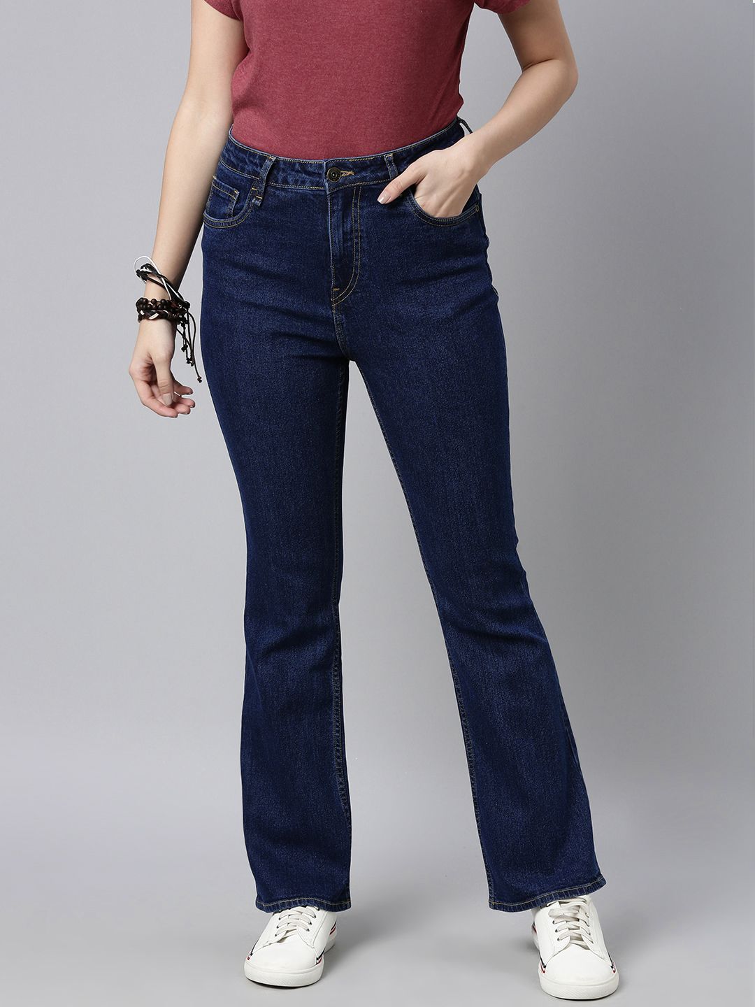 Roadster Women Navy Blue Bootcut Stretchable Jeans Price in India