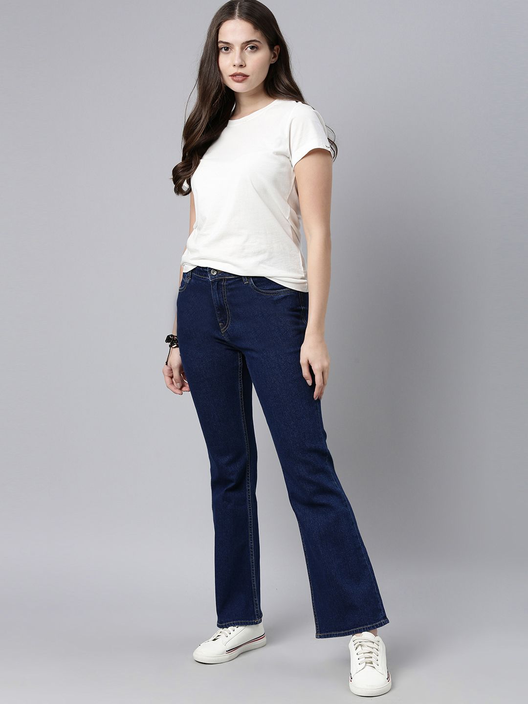 Roadster Women Navy Blue Bootcut Stretchable Jeans Price in India
