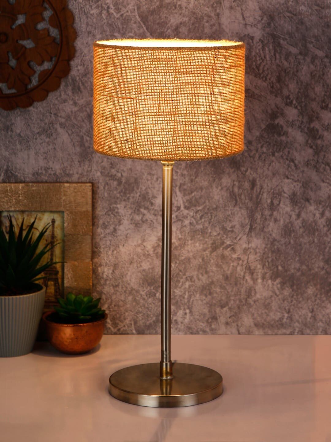 Devansh Warm Yellow Iron Cylinder Solid High Quality Electrical Table Lamps
