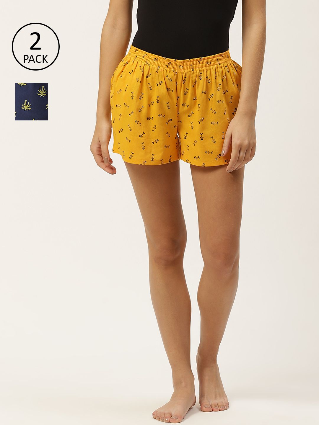 ETC Women Pack of 2 Printed Lounge Shorts Price in India