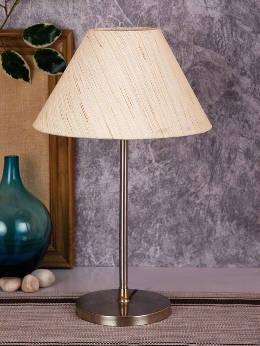 Devansh Beige Solid Contemporary Frustum Table Lamp Price in India