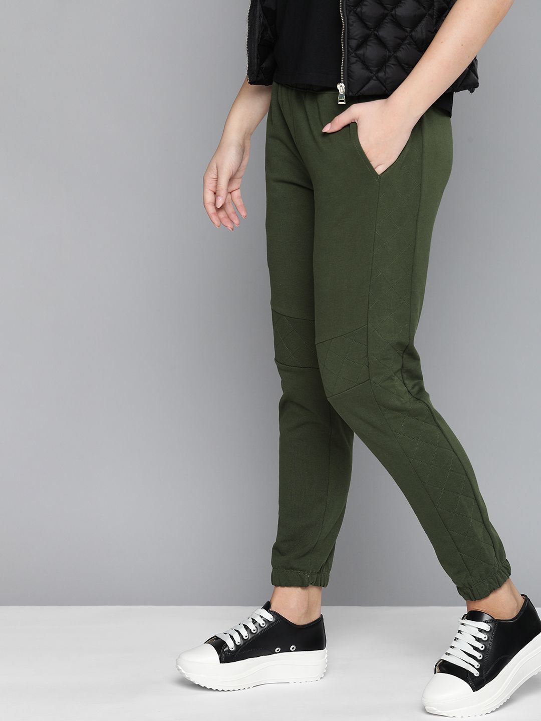 Harvard Women Olive Green Solid Joggers Price in India