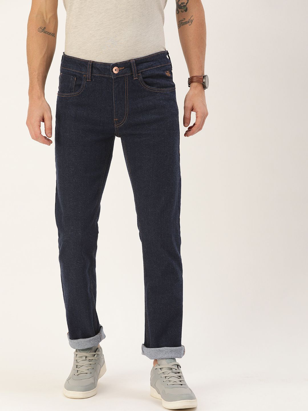 Flying Machine Men Blue Michael Slim Tapered Fit Mid-Rise Clean Look Stretchable Jeans