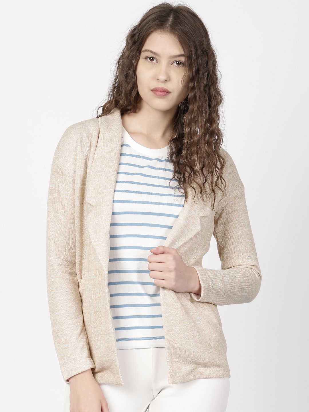 ether Beige Single-Breasted Casual Blazer Price in India