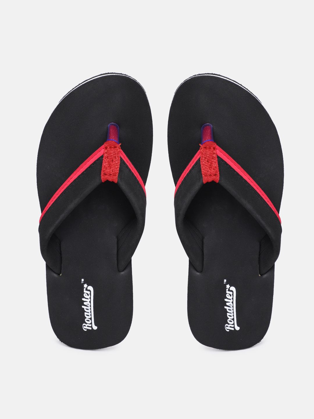 Roadster Women Black & Red Solid Thong Flip-Flops Price in India