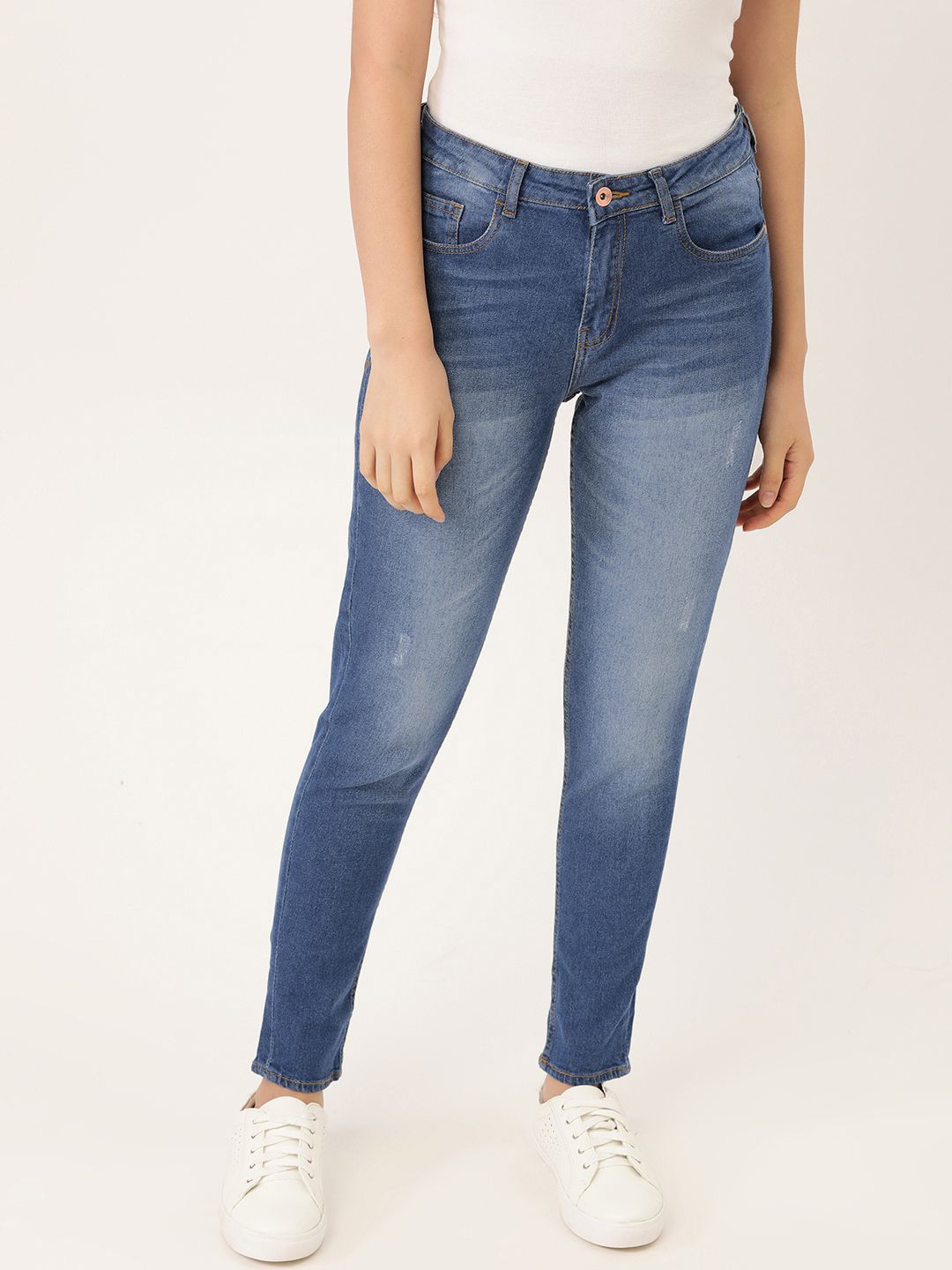 ether Women Blue Skinny Fit Heavy Fade Stretchable Jeans Price in India