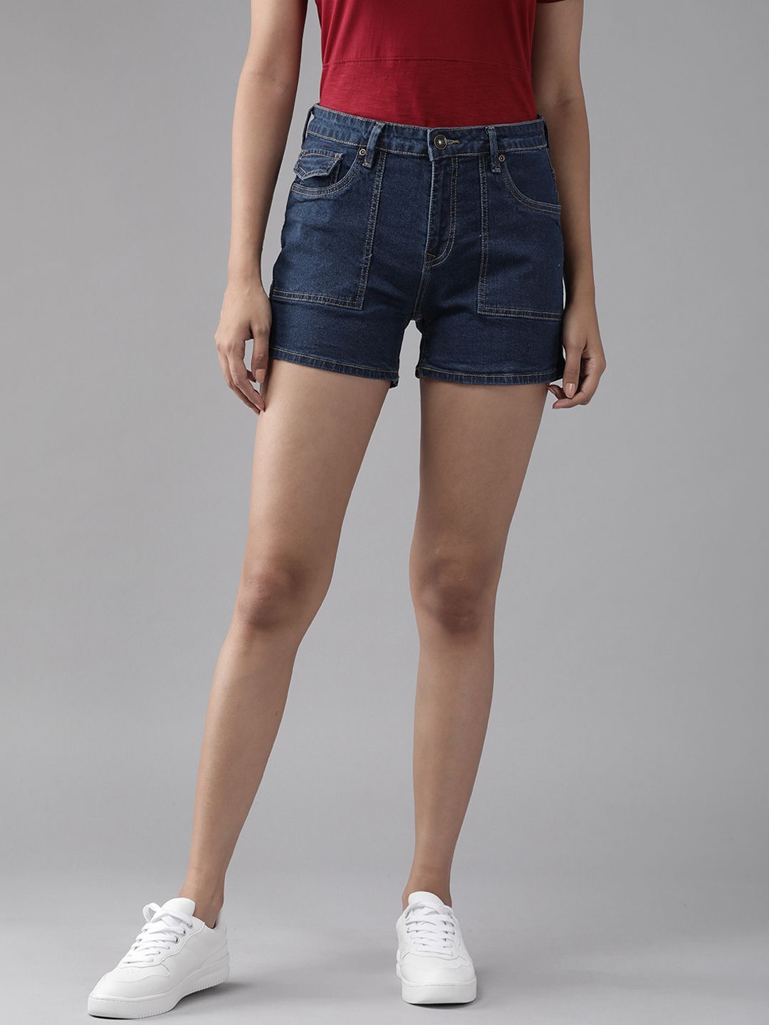 Roadster X DISCOVERY ADVENTURES Women Navy Blue Denim Shorts
