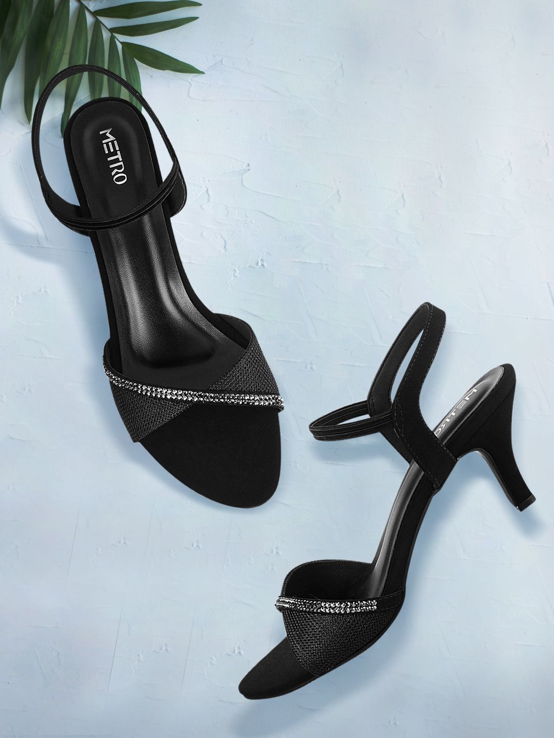 Metro Women Black Solid Sandals Price in India