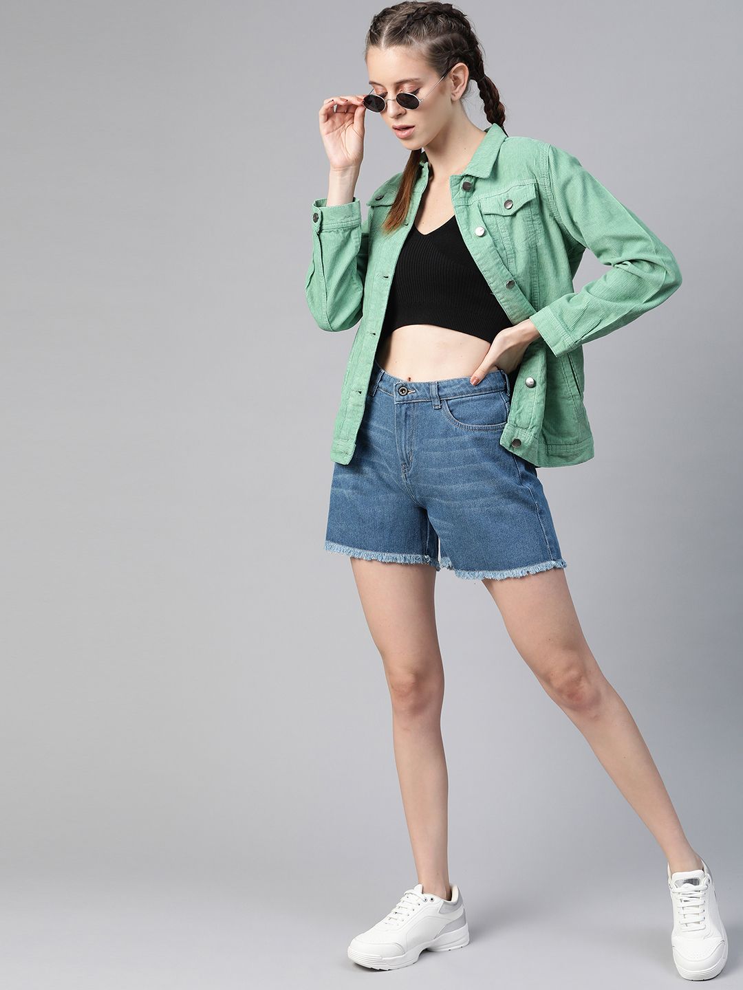 Roadster Women Blue Loose Fit Mid-Rise Denim Shorts Price in India