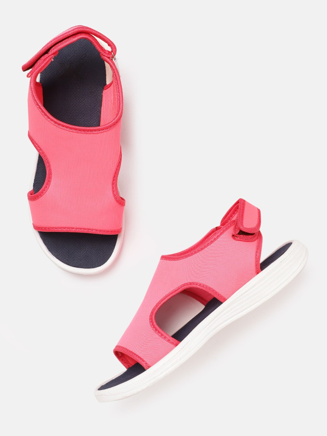 Kook N Keech Women Fluorescent Pink Solid Cut-Out Sports Sandals Price in India