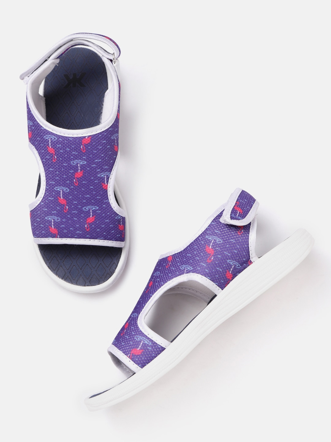 Kook N Keech Women Purple & Pink Flamingo Print Sports Sandals Price in India