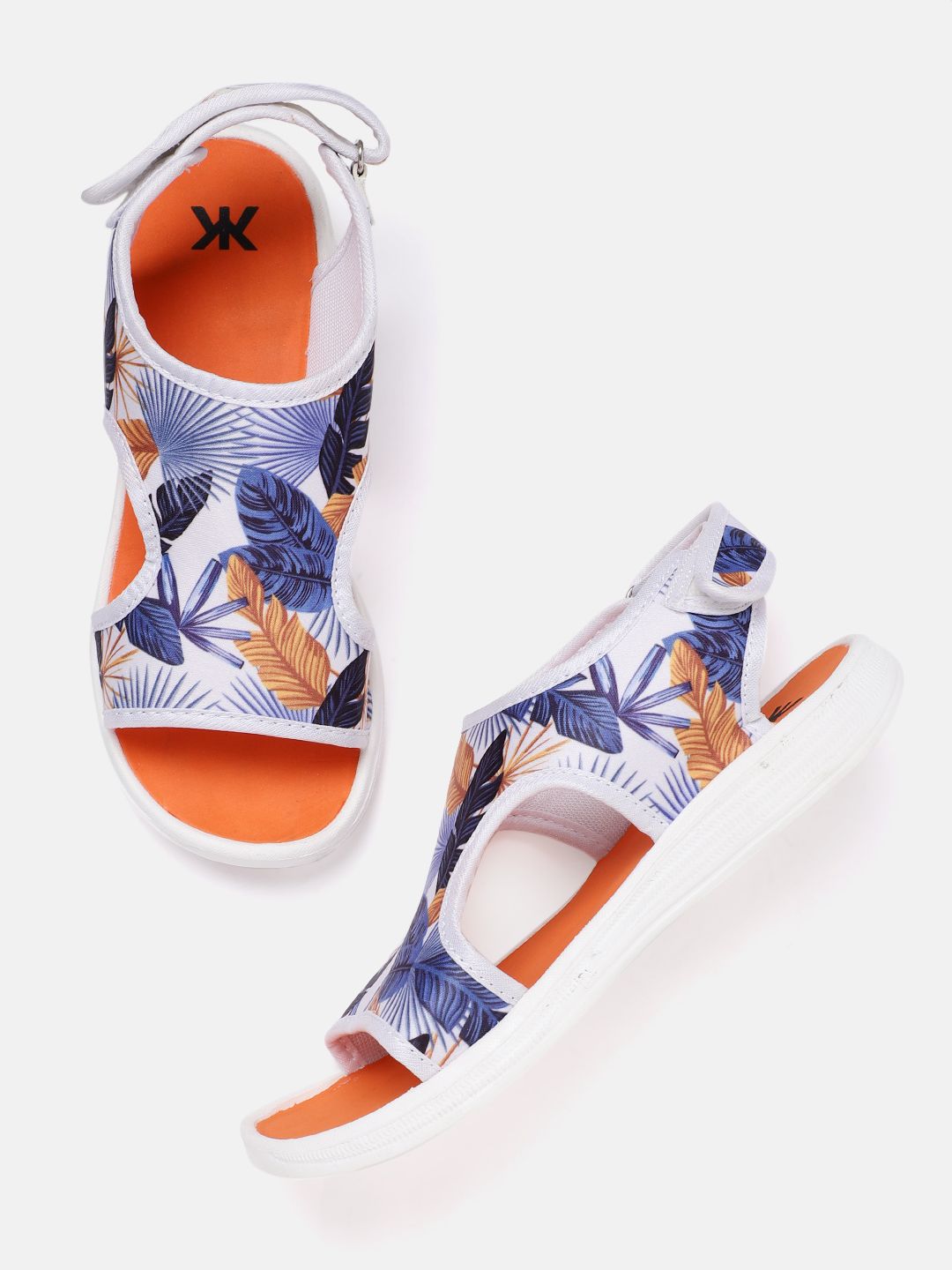 Kook N Keech Women Blue & White Tropical Print Sports Sandals Price in India