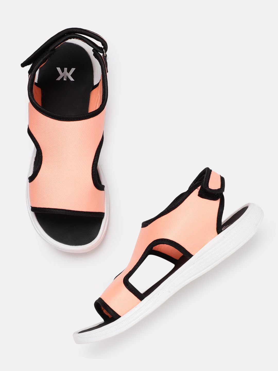 Kook N Keech Women Peach-Coloured Solid Sports Sandals Price in India