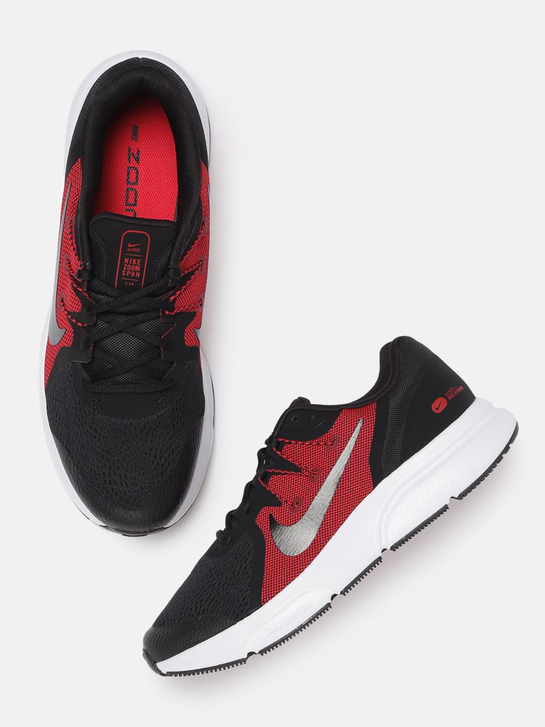 Nike Men Black & Red ZOOM SPAN 3 Running Shoes